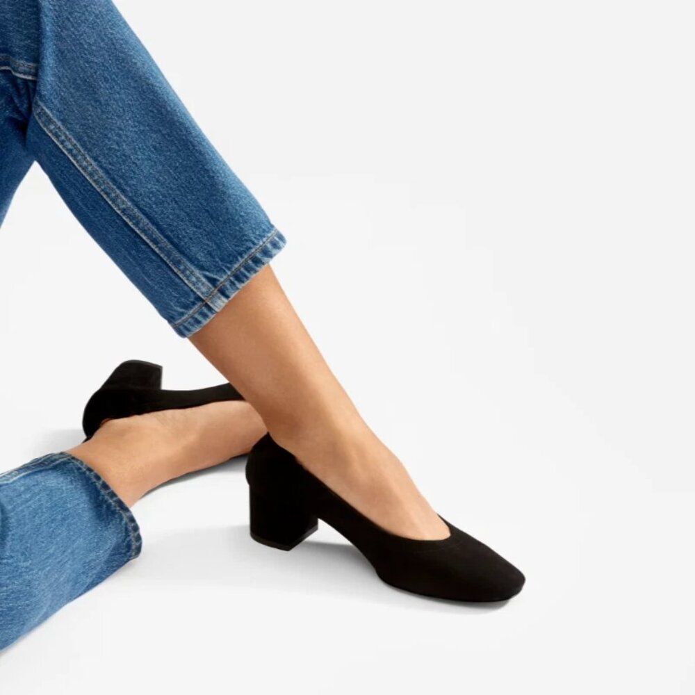 Everlane Black Suede Block Heel Pumps